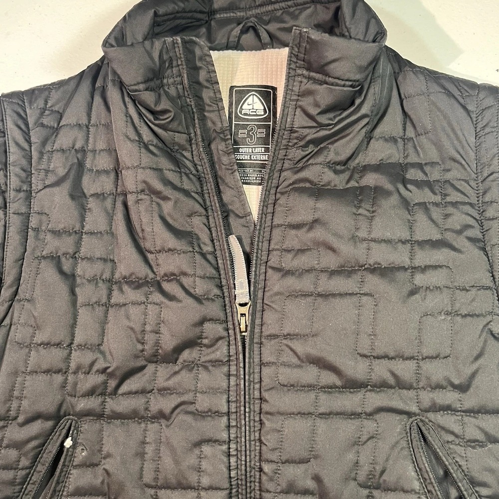 Womens Vintage Nike ACG 3‎ Outer Layer Full Zip Black Puffer Vest/Jacket Size M